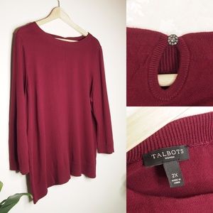 Talbots Burgundy Sweater with Button Detail Sz 2X